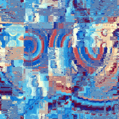 Vector image with imitation of grunge datamoshing texture.