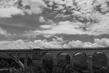 Isernia, Molise, Italy.  Santo Spirito railway bridge. View