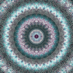 Seamless mosaic round art pattern. Vector image.