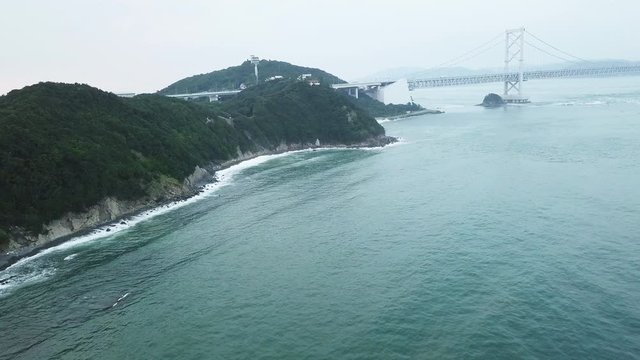 The aerial view of Naruto, Tokushima Japan in August 2019.