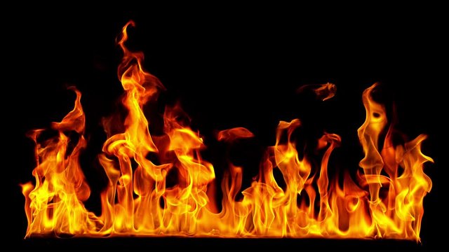 Fire Flames in 1000fps Super Slow Motion Isolated on Black Background. Shooted with High Speed Cinema Camera at 4K