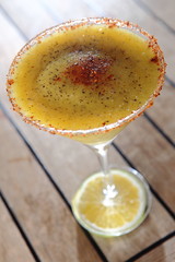 The Maracuya Daiquiri is a popular alcoholic beverage with mango, rum, vodka, lemon juice and sugar syrup.