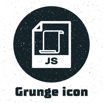 Grunge JS file document. Download js button icon isolated on white background. JS file symbol. Vector Illustration