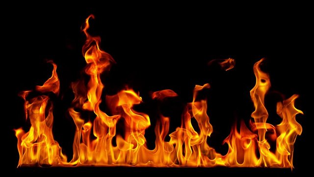 Fire Flames in 1000fps Super Slow Motion Isolated on Black Background. Shooted with High Speed Cinema Camera at 4K