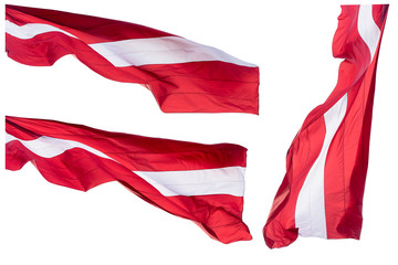 Latvia Flag isolated on white Background with space for Text, National flag of Republic of Latvia - isolated