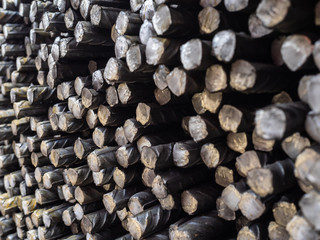 Metal steel bars for concrete reinforcement. Rusty metal bars