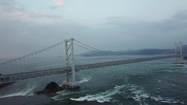 The aerial view of Naruto, Tokushima Japan in August 2019.