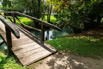 Kostanjevica na Krki, wooden bridge over the river