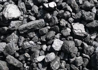 Pile of natural black hard coal or diamond coal background