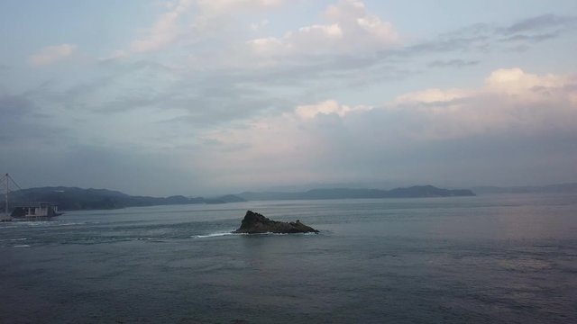 The aerial view of Naruto, Tokushima Japan in August 2019.