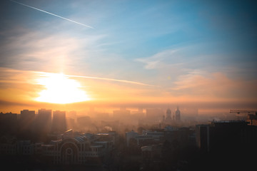 sunset over the city