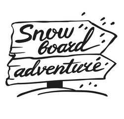 Fototapeta premium Arrow direction to the snowboard adventure