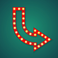 Background with red arrow frame with light bulbs