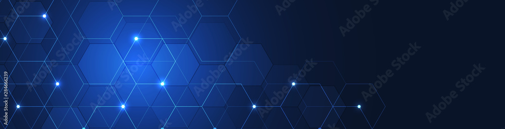 Poster hexagons pattern. geometric abstract background with simple hexagonal elements. medical, technology 