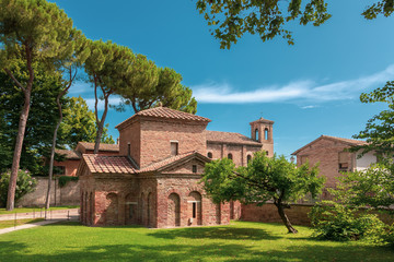 Fototapeta na wymiar Ravenna, Italy - Outside View of the Galla Placidia Mausoleum (UNESCO World Heritage)