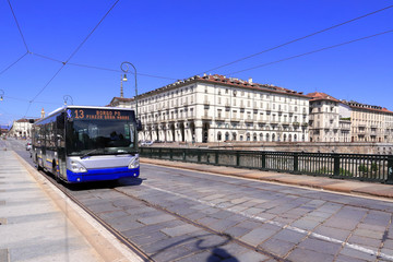 bus in turin city in italy 