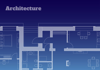 Urban background. Part of architectural project, architectural plan of a residential building. Vector illustration EPS10