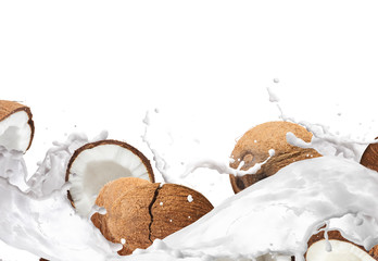 Fresh ripe coconut isolated on white background