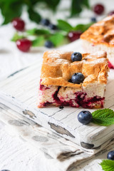 Jellied pie with fresh seasonal berries