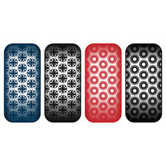 Set of four different tire silhouettes winter and summer tracks