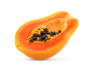 ripe papaya isolated on white background. full depth of field