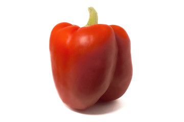 Sweet red color bell pepper isolated on white background.