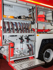 Open fire truck with the necessary equipment and tools