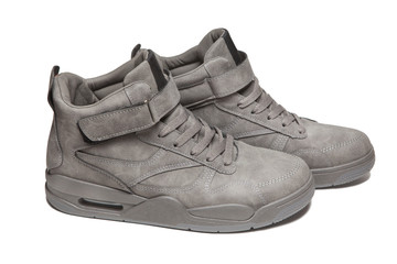 Sport gray sneakers isolated on white background