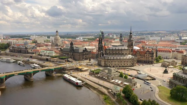 Cityscape Of Dresden At Elbe River And Augustus Bridge, Dresden, Saxony, Germany