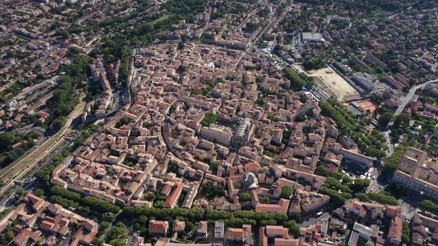 Carpentras city center aerial global view Avignon popes France Vaucluse