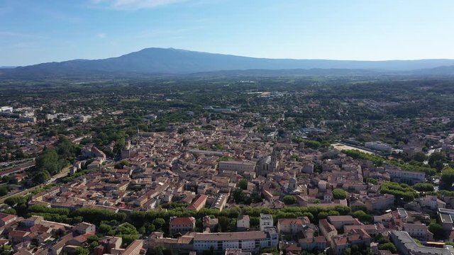 Large aerial view of Carpentras sunny day France Avignon Orange Mont Ventoux