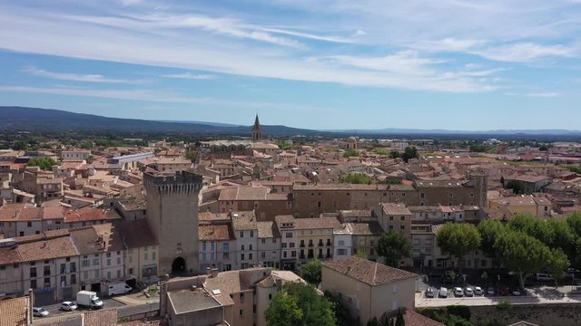 Gate of Orange Carpentras Vaucluse Provence France aerial view over the city sunny day