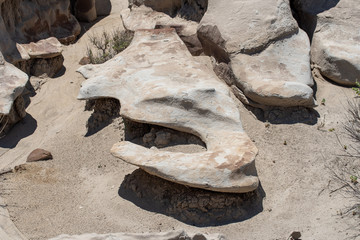 Bisti Badlands high angle view of grey rounded rock formations