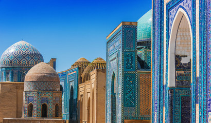 Shah-i-Zinda, a necropolis in Samarkand, Uzbekistan - obrazy, fototapety, plakaty