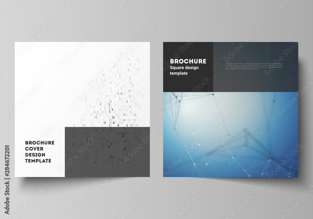 Poster the minimal vector illustration of editable layout of two square format covers design templates for 