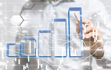 Business intelligence. Diagram - Graph Stock Trading, Investment dashboard