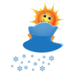 Sun and snowflakes from the clouds