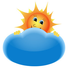 The sun behind the cloud