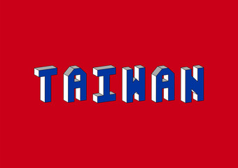 Taiwan text with 3d isometric effect
