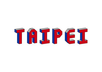 Taipei text with 3d isometric effect