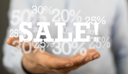 sale digital percent in hand