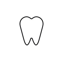 Vector outline flat tooth icon isolated on white background