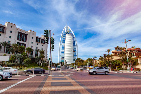 Burj Al Arab Hotel with street