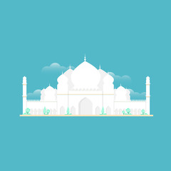 Islamic mosque building flat vector illustration suitable for map, infographics.