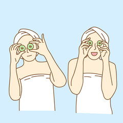 Portrait of pretty joyful girl doing beauty treatments