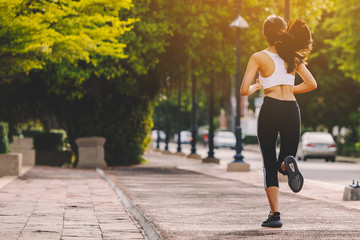 Fototapeta premium people runner running on running road in city park