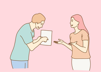 Vector illustration, flat style, businessmen discuss social network, news, social networks, etc