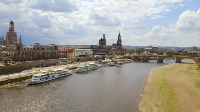 Cityscape Of Dresden At Elbe River And Augustus Bridge, Dresden, Saxony, Germany