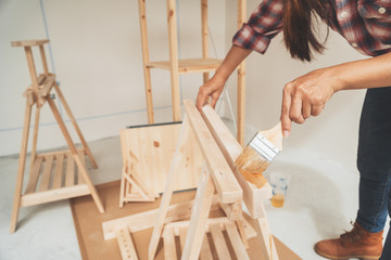 woman worker in the carpenter workroom.