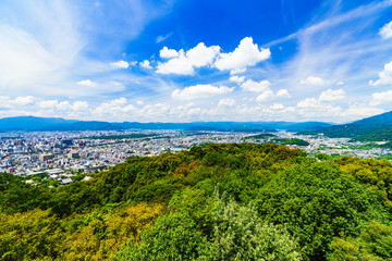 landscape of Kyoto city ( panorama view ) in the summer sunny day